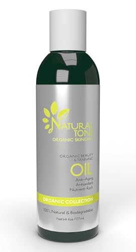 Natural Tone Organic Beauty & Tanning Oil – 100% Certified Organic, Anti-Aging, Antioxidant-Rich, Multi-Purpose Body & Hair Oil, Vegan, Reef-Safe, Paraben-Free (6oz / 177ml)